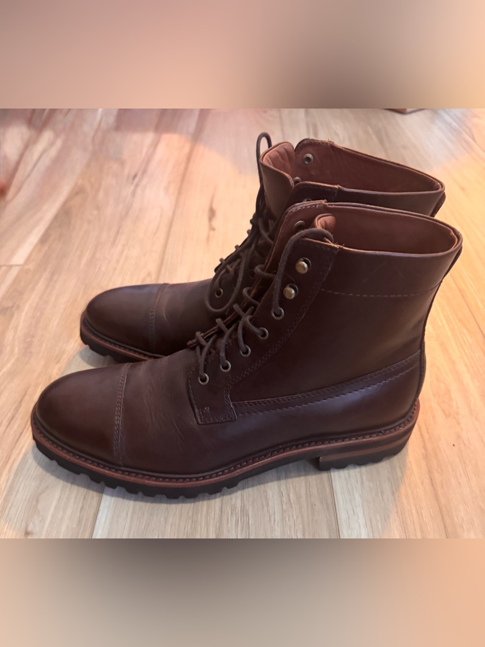 Dudley Men’s Leather Cap Toe Boots Brown Size 10.5M Lace Up - Picture 3 of 5